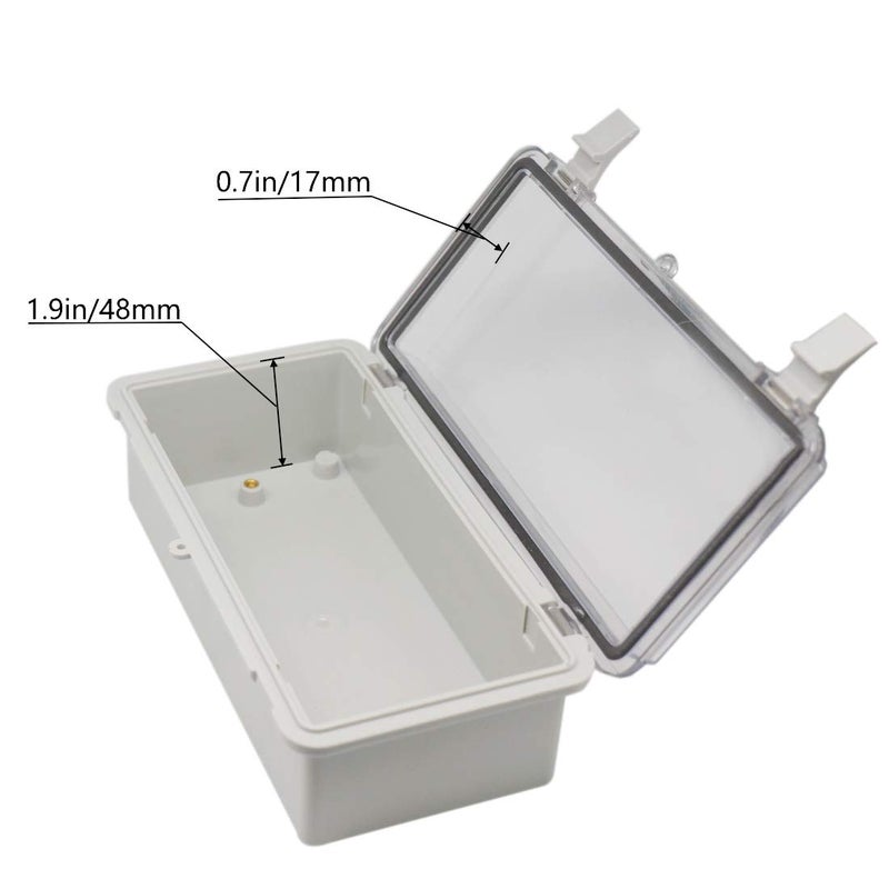Zulkit Junction Box ABS Plastic Dustproof Waterproof IP65 Electrical Boxes Hinged Shell Outdoor Universal Project Enclosure Clear Cover with 2 Cable Glands 7.9 x 3.9 x 2.8 inch (200x100x70mm) - Image 4